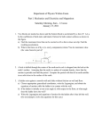 Department of Physics Written Exam Part I. Mechanics and