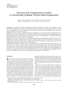 Thyroxine and Triiodothyronine Content in Commercially Available