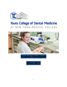 Student Handbook 2016-2017 - Touro College of Dental Medicine