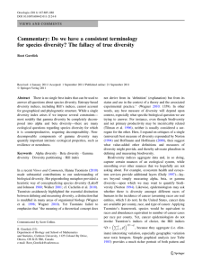 Do we have a consistent terminology for species diversity?