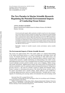 The New Paradox in Marine Scientific Research: Regulating