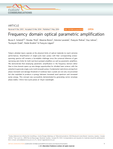 Frequency domain optical parametric amplification - few
