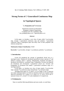 Generalized Continuous Map in Topological Spaces
