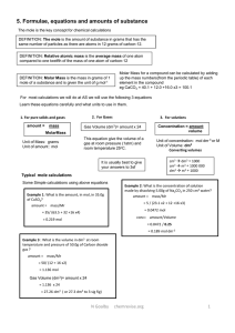 5. Formulae, equations and amounts of substance