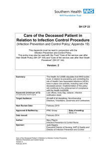 Care of the Deceased Patient in Relation to Infection Control