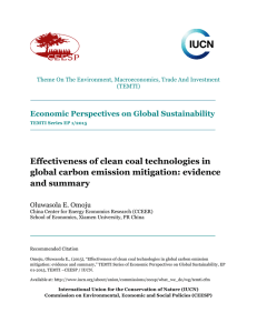 Effectiveness of clean coal technologies in global carbon