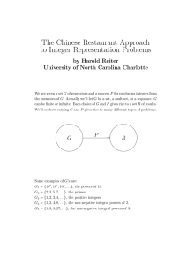 The Chinese Restaurant Approach to Integer