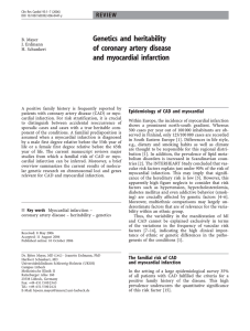 Genetics and heritability of coronary artery disease and myocardial