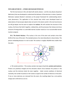 1 PHYS:1200 LECTURE 35 — ATOMIC AND NUCLEAR PHYSICS