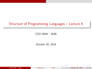 Structure of Programming Languages – Lecture 6