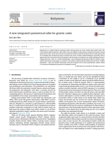 My following published symmetrical table for genetic codes