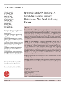Sputum MicroRNA Profiling: A Novel Approach for the Early