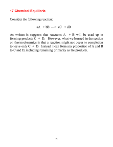 Chapter 17 lecture notes on Chemical Equilibria