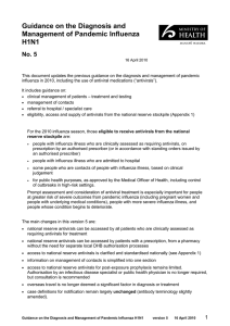 Guidance on the Diagnosis and Management of Pandemic Influenza