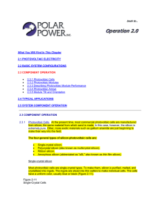 2.3 COMPONENT OPERATION 2.3.1 Photovoltaic Cells 2.3.2