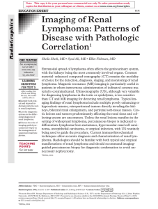 Imaging of Renal Lymphoma: Patterns of Disease with Pathologic