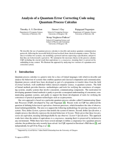 Analysis of a Quantum Error Correcting Code using Quantum