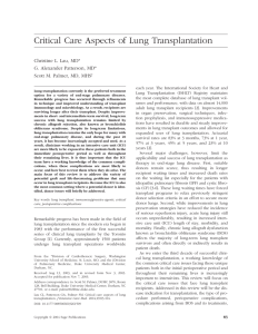 Critical Care Aspects of Lung Transplantation