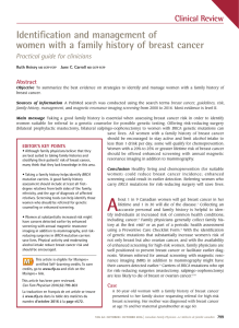 Identification and management of women with a family history of