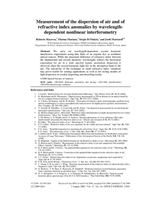 Measurement of the dispersion of air and of refractive index