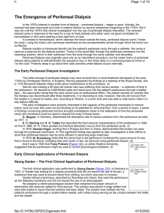 The Emergence of Peritoneal Dialysis