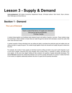 Lesson 3: Supply and Demand - BYU