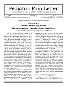 Theories of fear acquisition: The development of needle phobia in