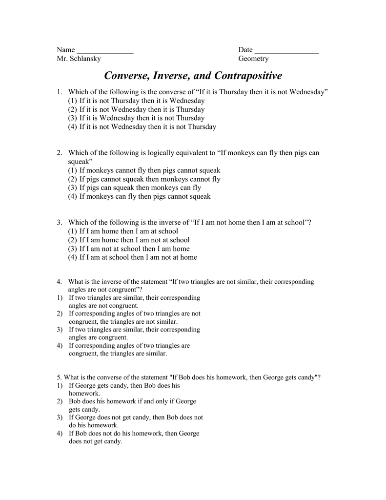 Converse Inverse Contrapositive Worksheet Kid Worksheet Printable Converse Inverse Contrapositive Worksheet Kid Worksheet Printable