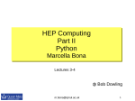 HEP Computing Part II Python HEP Computing Part II Python