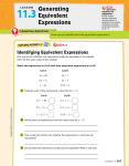 Generating Equvalent Expressions--Math Textbook