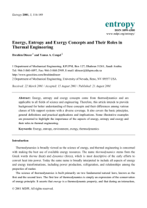 Energy, Entropy and Exergy Concepts and Their Roles in Thermal
