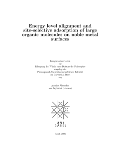 Energy level alignment and site-selective adsorption of large