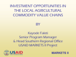 Investment Opportunities in Local Agricultural Commodity Value