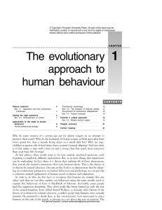 The evolutionary approach to human behaviour