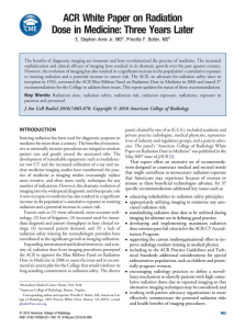 ACR White Paper on Radiation Dose in Medicine