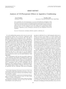 (2011). Analysis of US-preexposure effects in appetitive conditioning