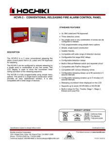 HCVR-3 - CONVENTIONAL RELEASING FIRE ALARM CONTROL