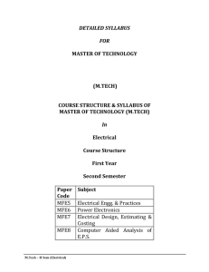 M.Tech in Electrical 2nd semester