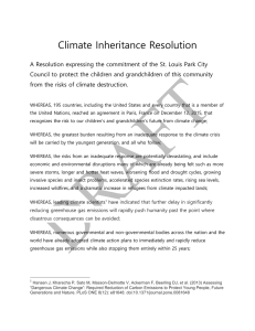 DRAFT Climate Inheritance Resolution A Resolution expressing the