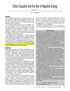 Dirac`s Equation and the Sea of Negative Energy, Music of the