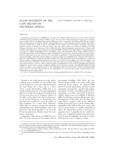 plant diversity of the cape region of southern africa1