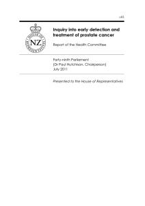 Inquiry into early detection and treatment of prostate cancer