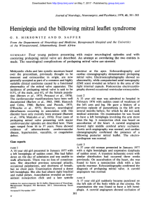 Hemiplegia and the billowing mitral leaflet syndrome