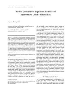Hybrid Dysfunction: Population Genetic and Quantitative Genetic