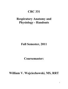 CRC 331 Respiratory Anatomy and Physiology