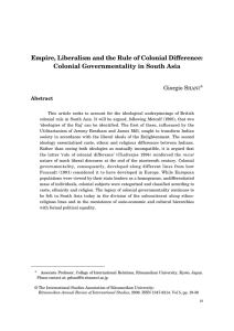 Empire, Liberalism and the Rule of Colonial Difference: Colonial