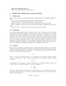 1 Snell`s Law, Dispersion, and the Prism