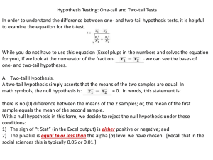 Hypothesis Testing: One-tail and Two