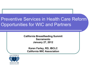 Health Care Reform and Breastfeeding Support