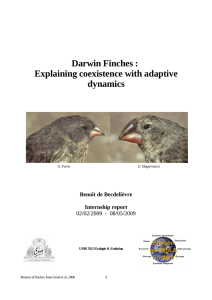 Darwin Finches : Explaining coexistence with adaptive